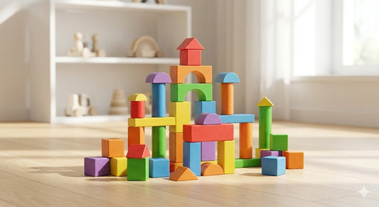 Wooden Rainbow Building Block Set 50-Piece